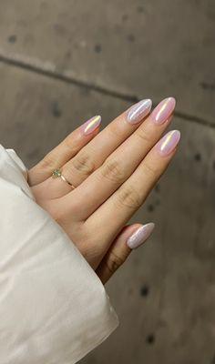 Most recent nails, powder gel + chrome!