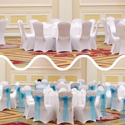 Spandex Chair Covers with and without Organza Sashes