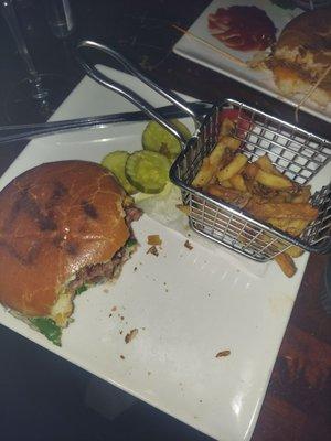 Dry Aged Steak Burger with fries