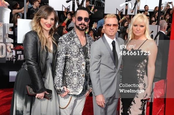 Makeup on Rochelle Karidis (Left), wife of AJ McLean of The Backstreet Boys, for The MTV Movie Awards 2014.