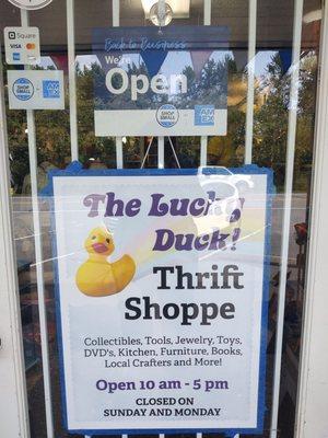 The Lucky Duck Thrift Shoppe is open!