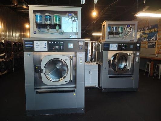 Our 9 load washers with automatic soap injection.