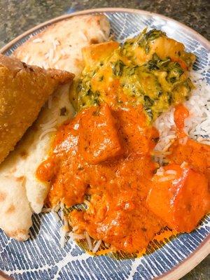 Chicken tikka masala spicy & Saag Paneer and peshwari naan