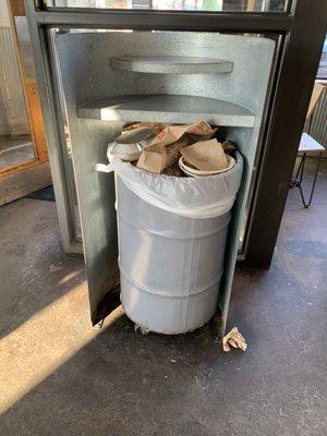 Overflowing garbage can