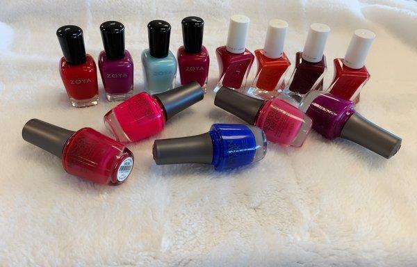 Has a variety of different nail polish brands such as Zoya, Essie, and Morgan Taylor...