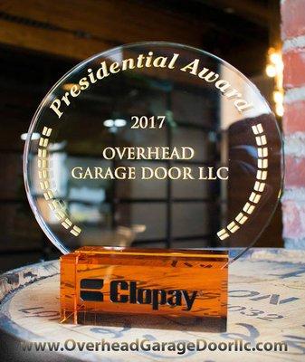 Overhead Garage Door LLC - Corsicana Texas - Winner of the Clopay 2017 Presidential Award