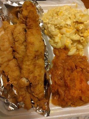 WHITING DINNER W/ YAMS AND MAC-N-CHEESE