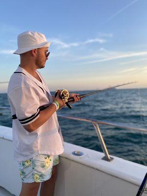 My son Matt enjoying a day at sea.