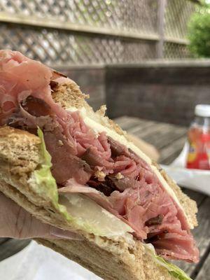 The "Gillette" sandwich: roast beef, cheese, horseradish and lettuce