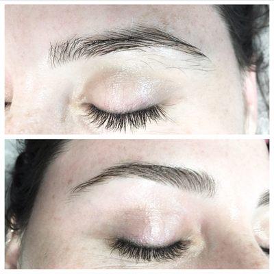 Before and after of brows