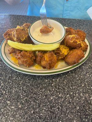 Fried mushrooms and the Monte Cristo sandwich with fries