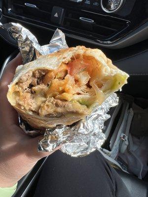 Inside a California burrito