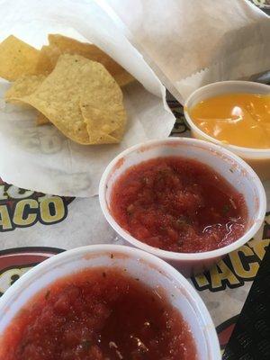 Weak salsa, weaker queso