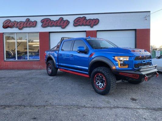 Custom Red Trim pieces. Rocker panel, wheel bezels, KC lights rack mesh wire grill pieces on bumpers, lettering, all vents! SiiiiiCK!!!!