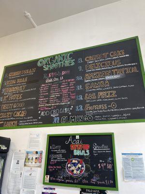 Smoothie menu