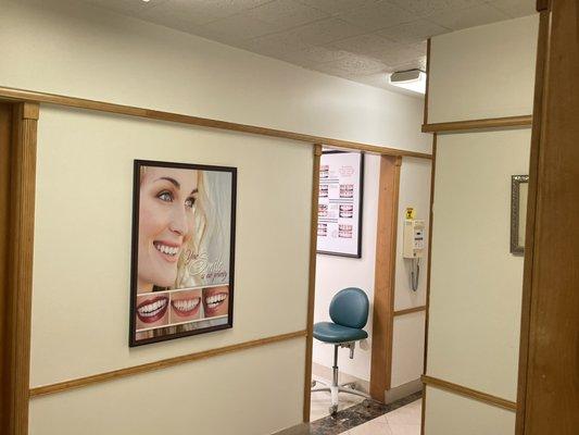 Hallway leading to dental exam room