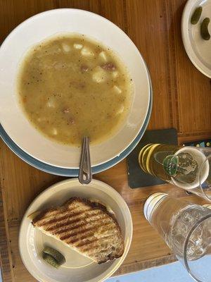 Soup of the day with  1/2 cheese panini.