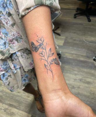 Flowers butterfly tattoo