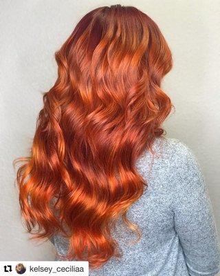 Copper hair with 18" extensions by KELSEY TOSCANO