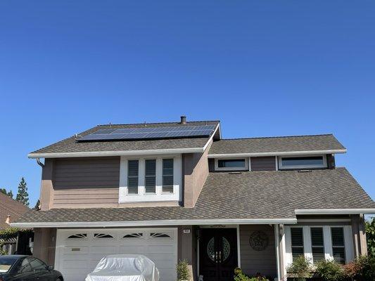 GAF Grand Canyon - Stone Wood; Solar installed afterwards by other.