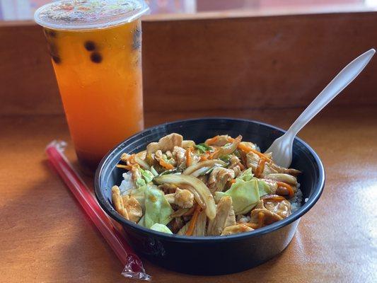 Chicken Teriyaki Box & Thai tea lemonade