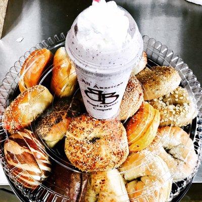 Bagel platter & frappachino