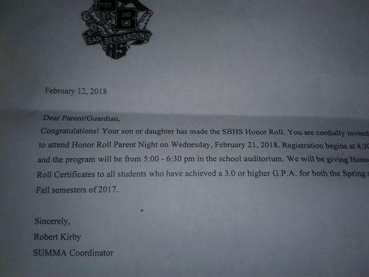 Yesss Proud so PROUD our Son's receiving Honor Roll Again :)