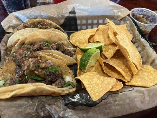 Beef street tacos.