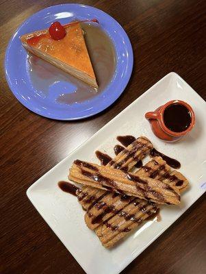 HOMEMADE FLAN and CHURROS