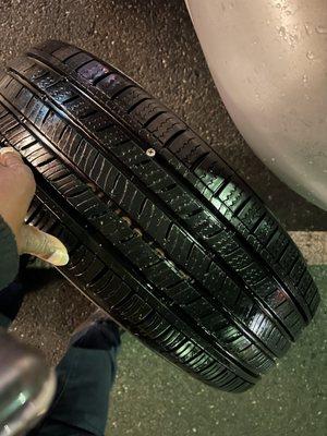 My tire before Amigos repaired it