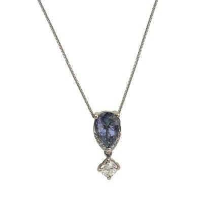 Peacock Tanzanite and Diamond Pendant Necklace.