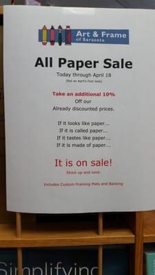 All paper products are on sale!