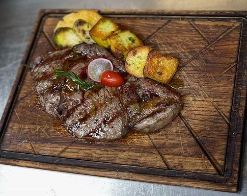 Grilled Ribeye Steak with Roasted Potatoes