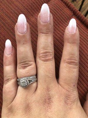 Nails; Ombré pink & white Dip, done by Pearl Nail Salon in Nashua, NH