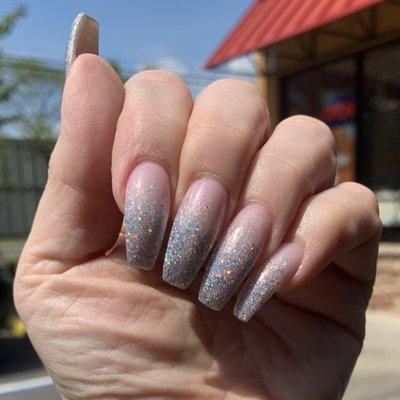 Reverse waterfall glitter ombré.