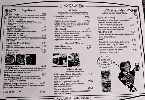 Menu (ask for specials)