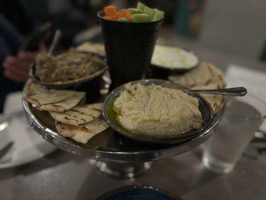 Eggplant hummus veg platter.