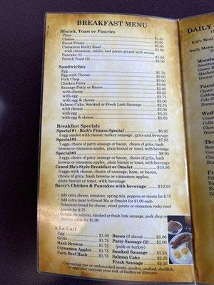 Food menu