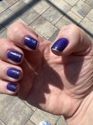 Badly done manicure, thick polish