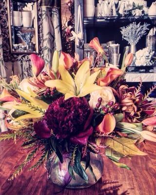 Flower power! A stunning fall bouquet by Jean at the enchanted florist.