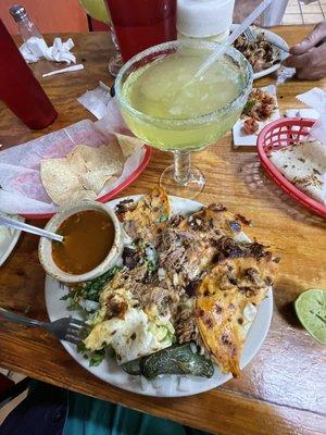 Stale chip, not frozen frozen, ordered "plate" but not served with rice and beans.