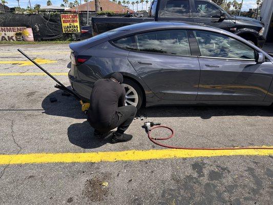 Fixing tire