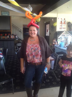 This is one of the many nice people at the club I made a balloon hat for.