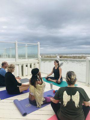 morning yoga on the back deck