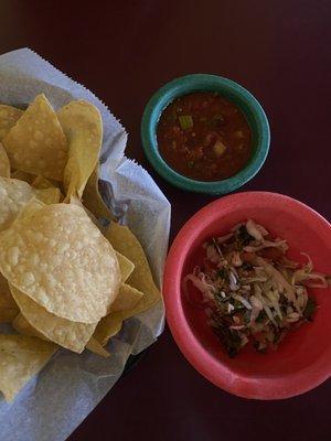 Complimentary chips and dip.  Tasty!