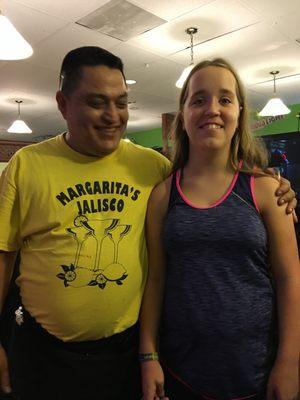 Jorge and my daughter. She leaves coming to see him