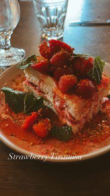 Strawberry Tiramisu with Bee Pollen and Mint