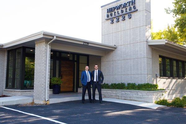 Partners Jeffrey J. Hepworth and J. Grady Hepworth outside their Boise office location at 2229 West State Street, Boise, ID