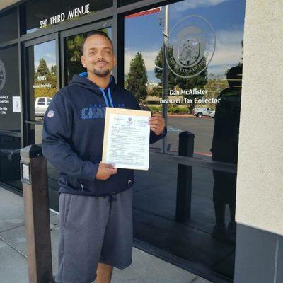 Wright Choice owner Adrian Wright with his registered license.