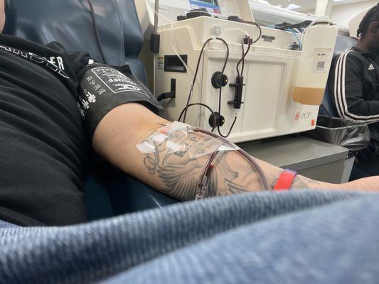 Me donating blood today, csl on my birthday